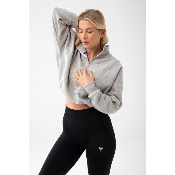 Trecgirl Basic Sweatshirt 160 Grey - crop hoodie szary