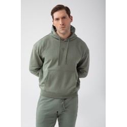 NOWOŚĆ Zielona bluza męska z kapturem TW BASIC HOODIE 183 M GREEN