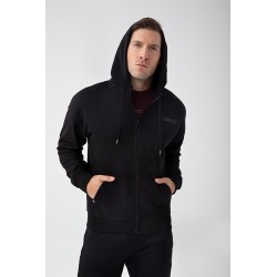 NOWOŚĆ Czarna bluza rozpinana męska TW BASIC HOODIE ZIP 182 M BLACK
