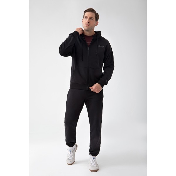 NOWOŚĆ Czarna bluza rozpinana męska TW BASIC HOODIE ZIP 182 M BLACK