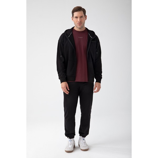 NOWOŚĆ Czarna bluza rozpinana męska TW BASIC HOODIE ZIP 182 M BLACK